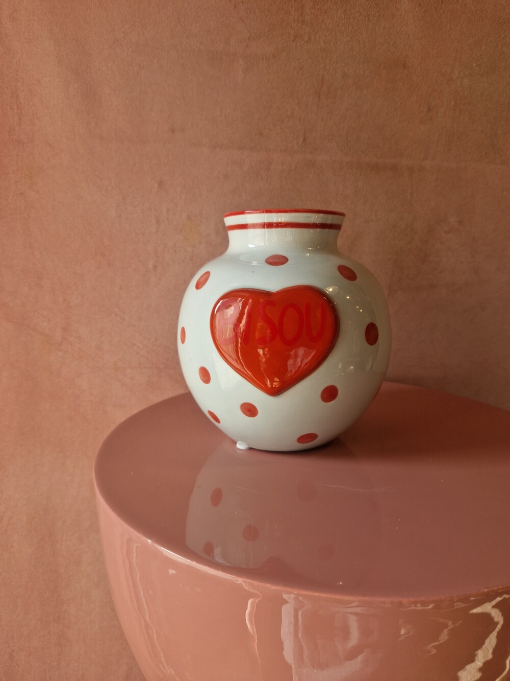 Vase bisou bleu L13,6 P13,3 H14cm