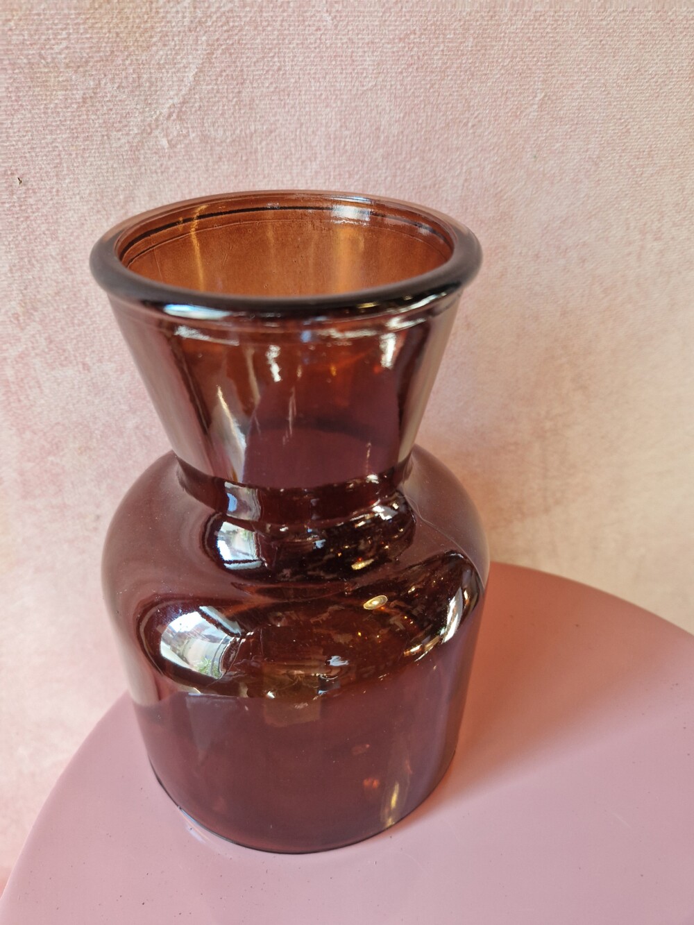 Vase en verre Prado, diamètre 12 cm, hauteur 18 cm, ouverture 7 cm, marron