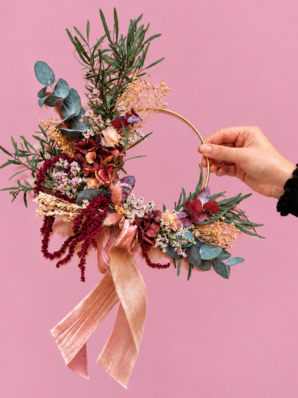 couronne fleurs séchées fleuriste rennes mariage deuil evenementiel reconversion fleuriste fleurs séchées EVJF ATELIER FLORAL